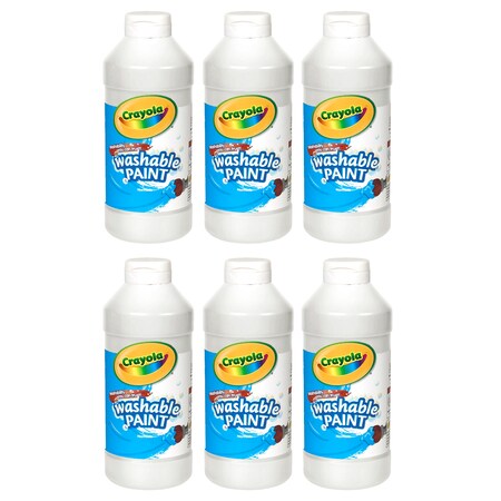 Crayola Washable Paint, White, 16 oz. Bottles, PK6 5420167053